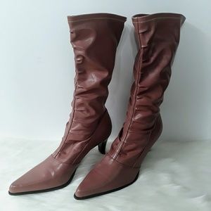 Franco Sarto Rose Pink Point Toe Mid Calf Boots